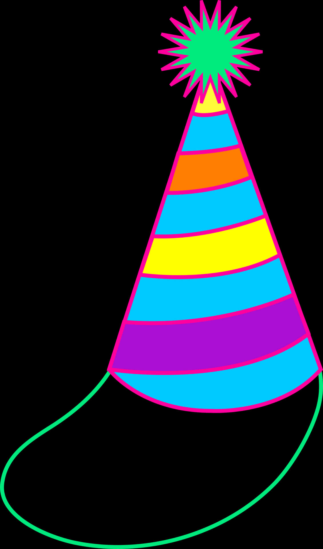Colorful Striped Birthday Hat PNG