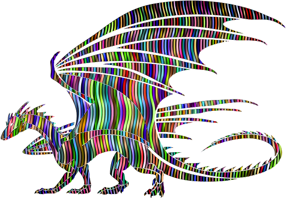 Colorful Striped Dragon Silhouette PNG