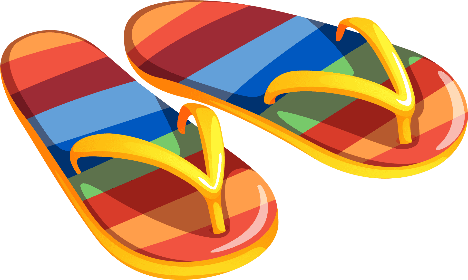 Colorful Striped Flip Flops Summer Clipart PNG