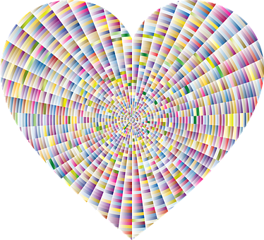 Colorful Striped Heart Illusion PNG