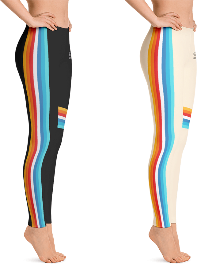 Colorful Striped Leggings Display PNG