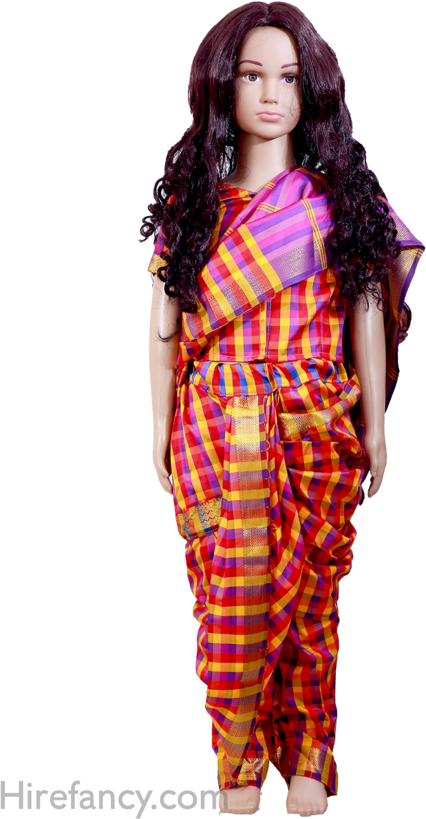 Colorful Striped Saree Mannequin PNG