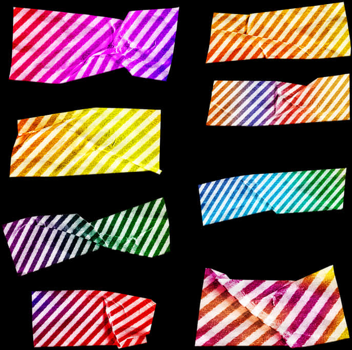 Colorful Striped Washi Tape Pieces PNG