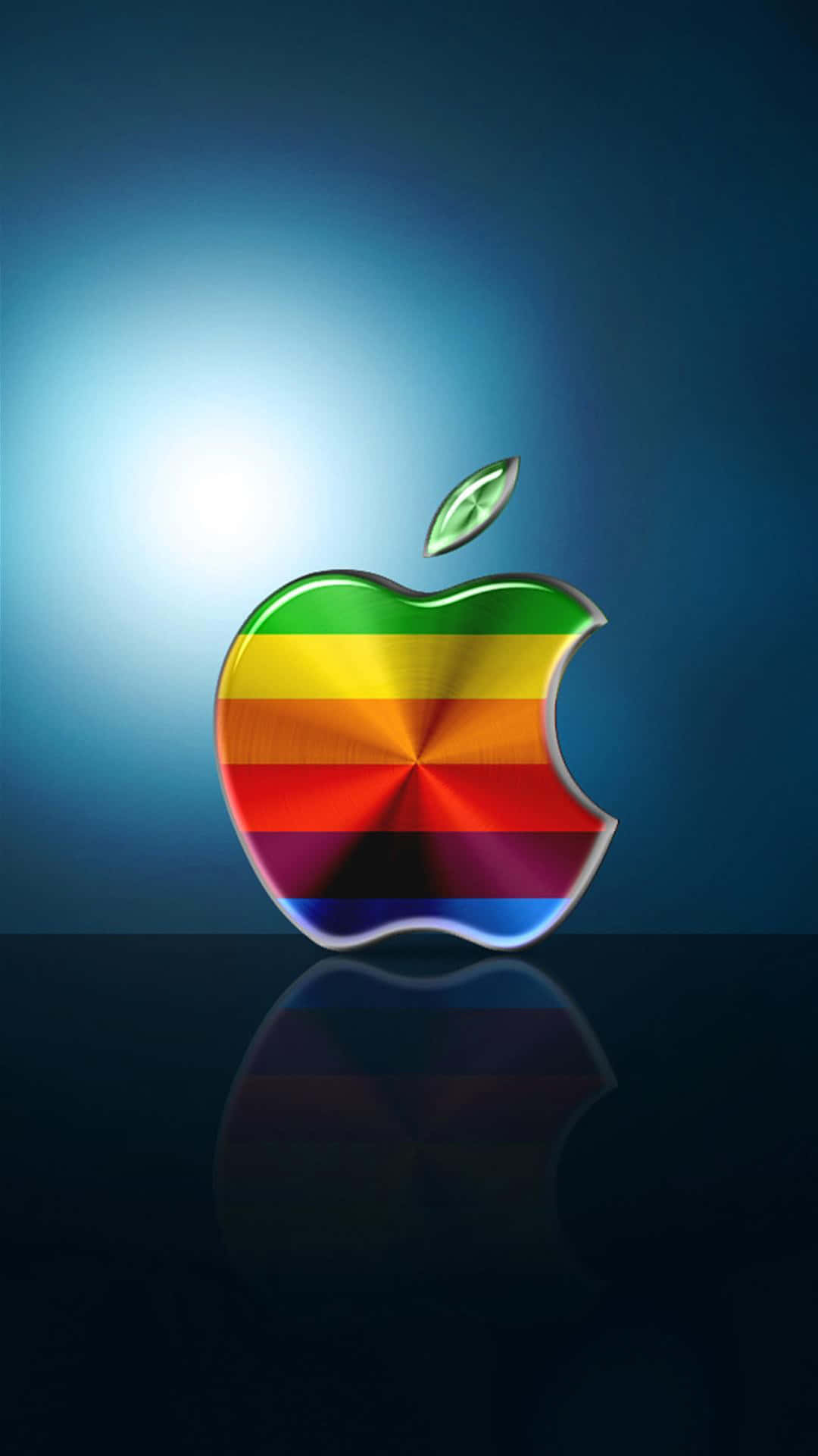 Papelde Parede Com Listras Coloridas E Logotipo Em 3d Incrível Da Apple Em Hd Para Iphone. Papel de Parede