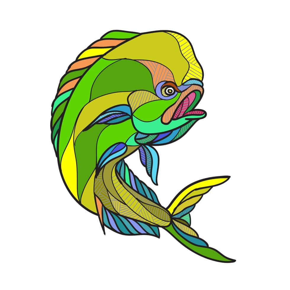 Colorful Stylized Dolphinfish Illustration Wallpaper