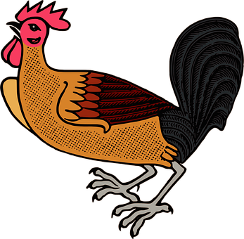 Colorful Stylized Rooster Illustration PNG