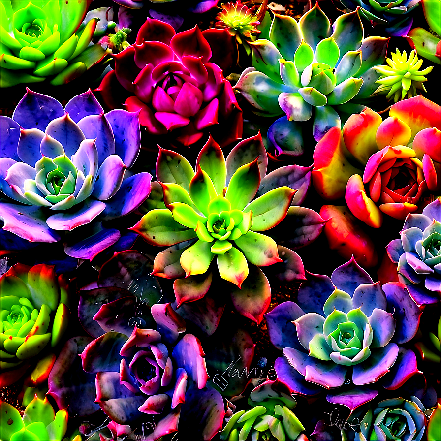 Colorful Succulents Mix Png 28 PNG