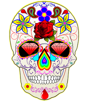 Colorful Sugar Skull Artwork PNG