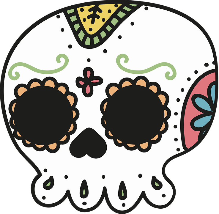 Colorful Sugar Skull Illustration PNG