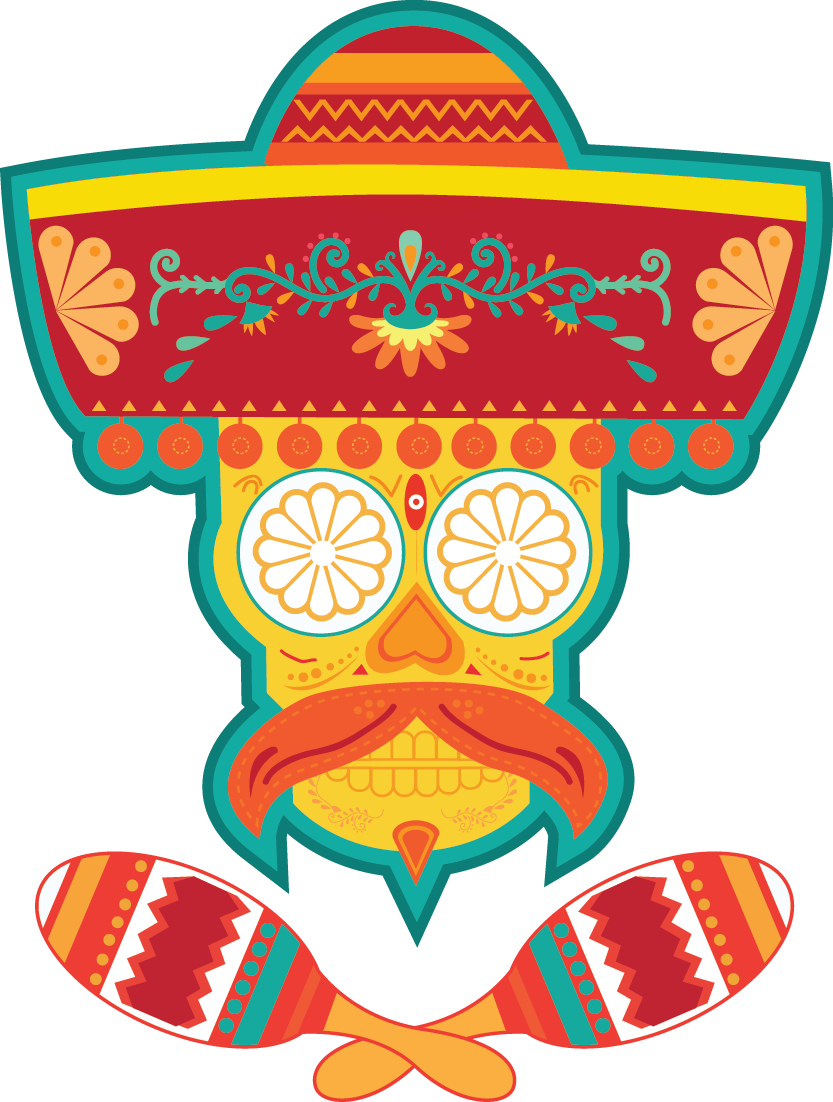 Colorful Sugar Skull Illustration PNG
