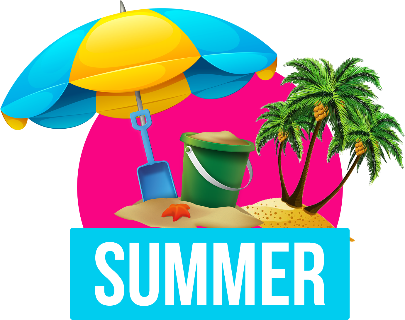Colorful Summer Vacation Graphic PNG