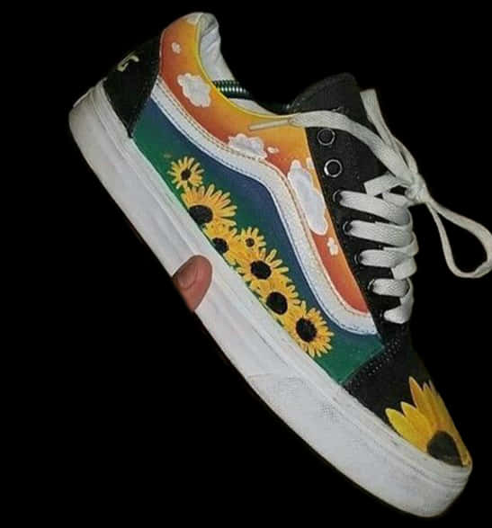 Colorful Sunflower Sneaker PNG