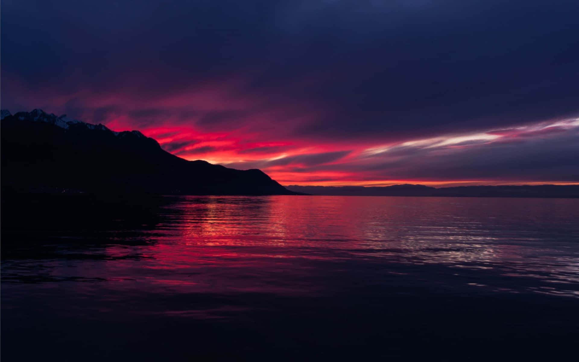 Majestic Colorful Sunset Over Calm Waters Wallpaper