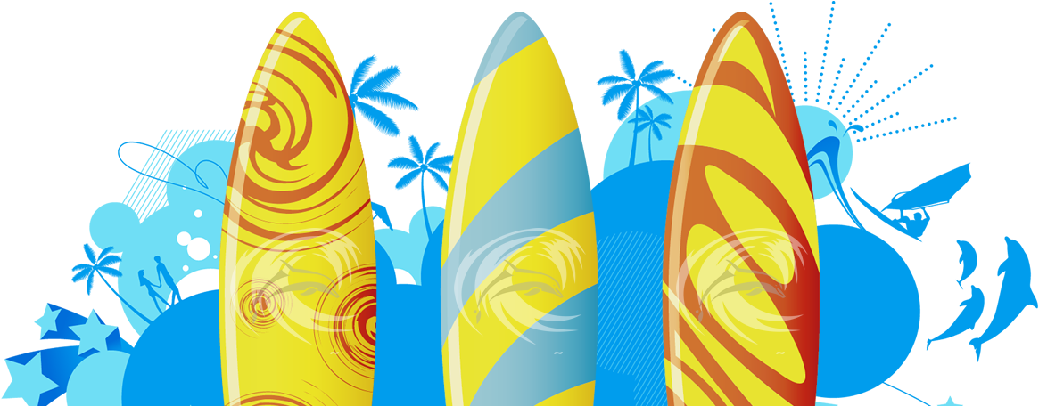 Colorful Surfboards Graphic PNG