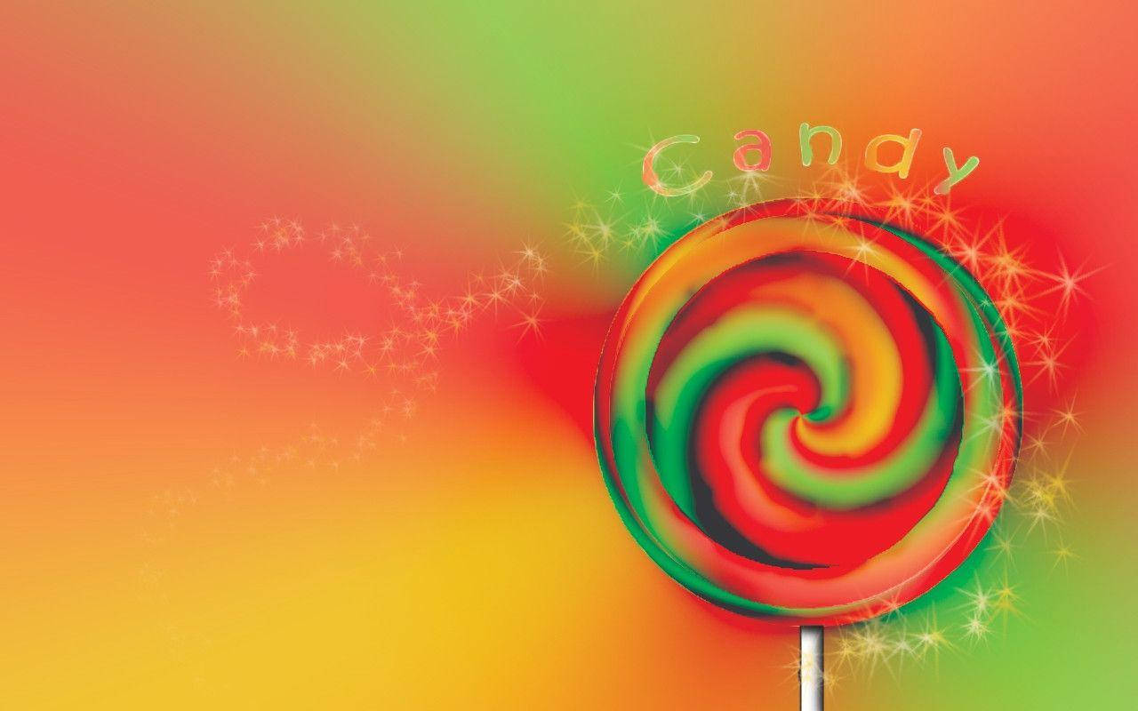 Farverige Swirls Candy Lollipop Sød Computer Tapet Wallpaper