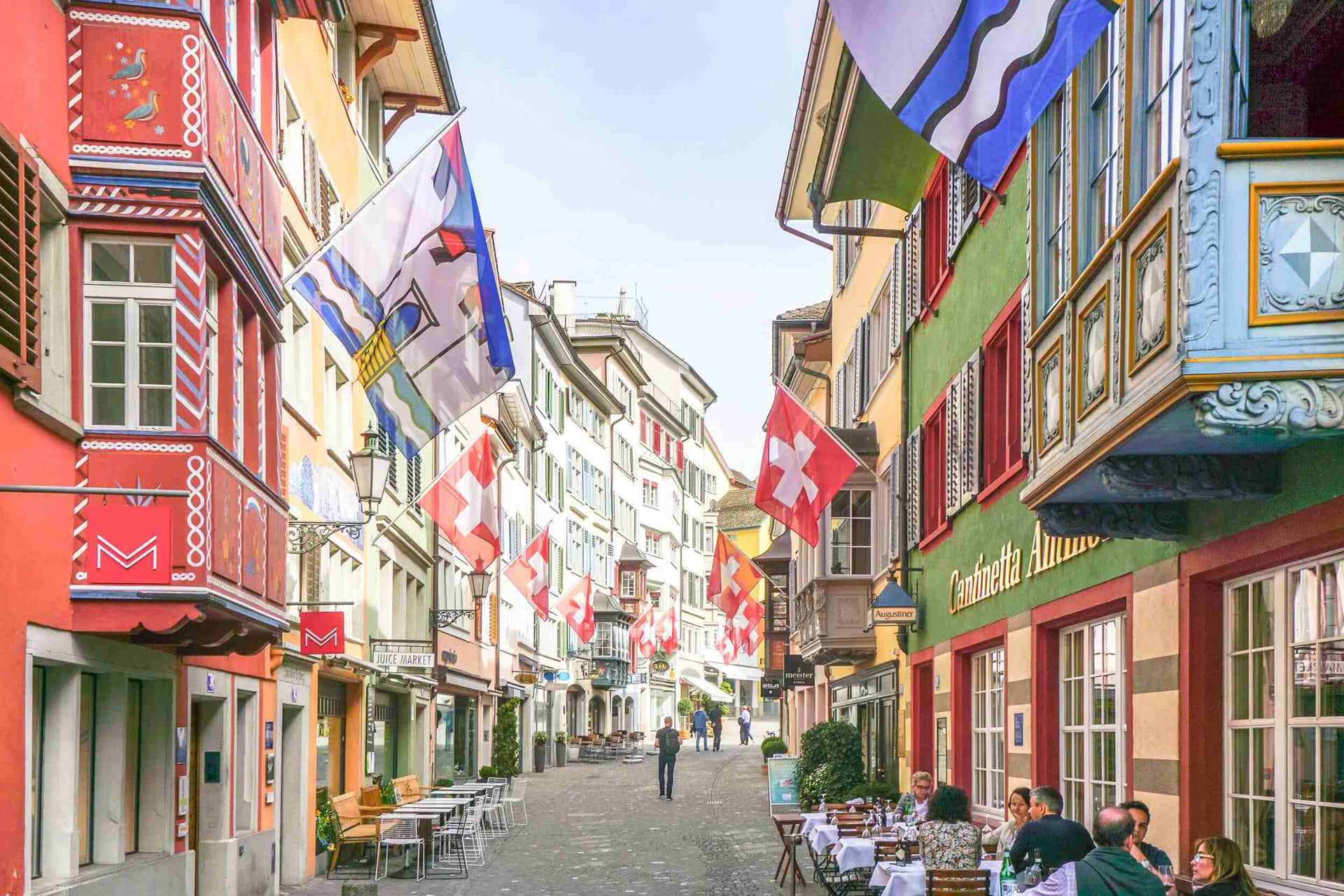 Colorful_ Swiss_ Street_ Scene Wallpaper