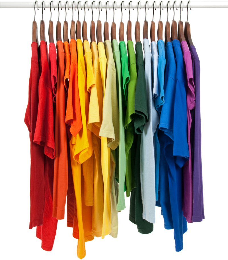 Colorful T Shirtson Hangers PNG