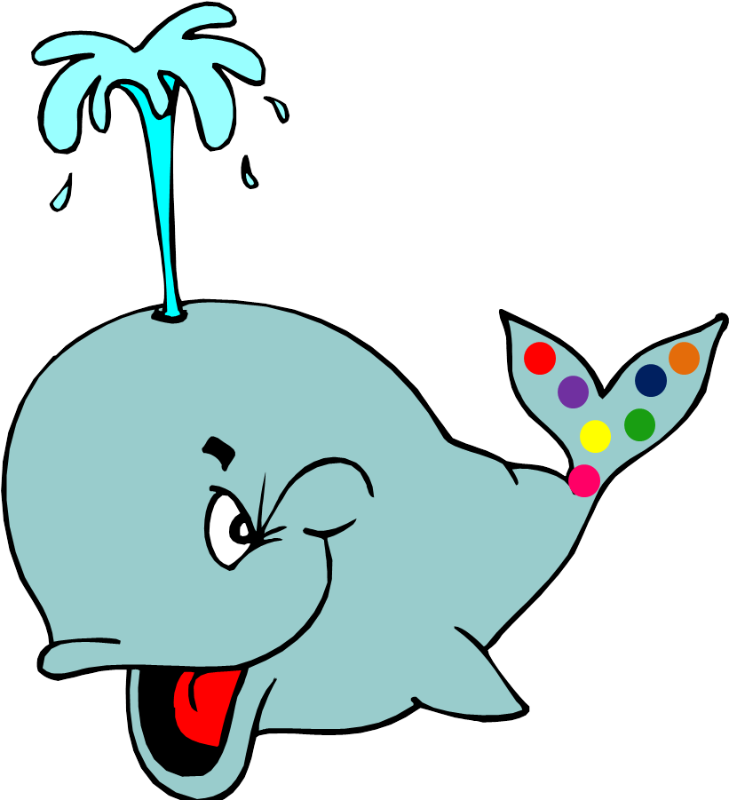 Colorful Tail Cartoon Whale Clipart PNG