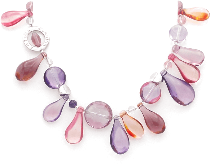 Colorful Teardrop Gemstone Necklace Illustration PNG