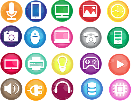 Colorful_ Technology_ Icons_ Set PNG