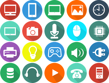 Colorful Technology Icons Set PNG