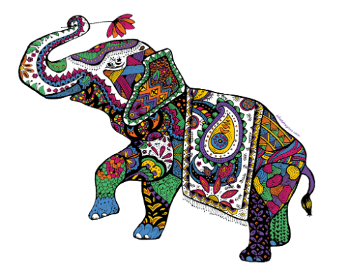 Colorful Thai Elephant Artwork PNG