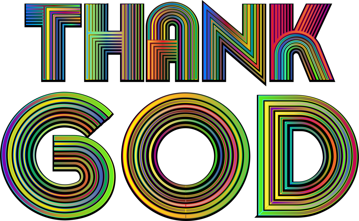 Colorful Thank God Text Illustration PNG