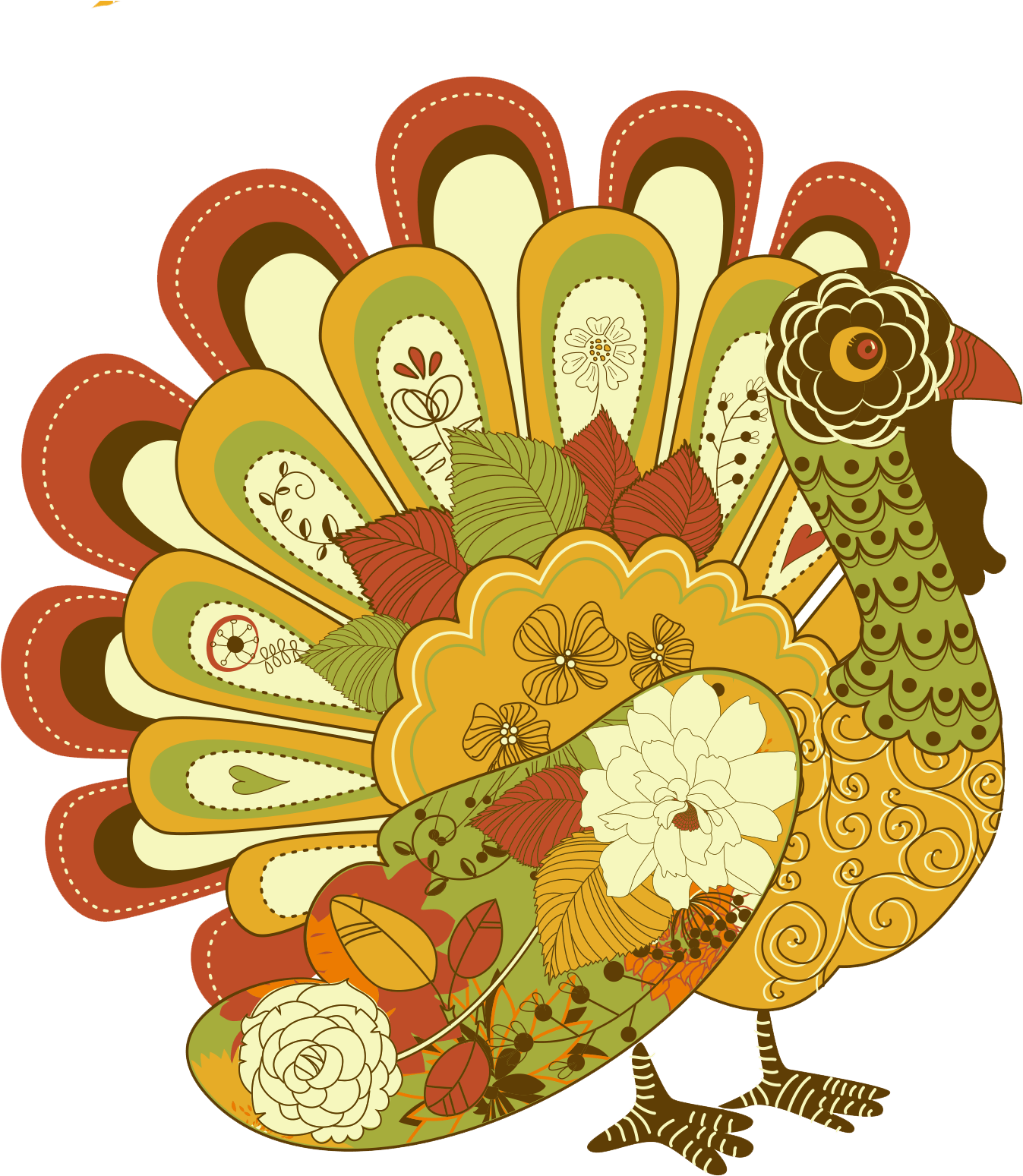 Colorful Thanksgiving Turkey Illustration PNG