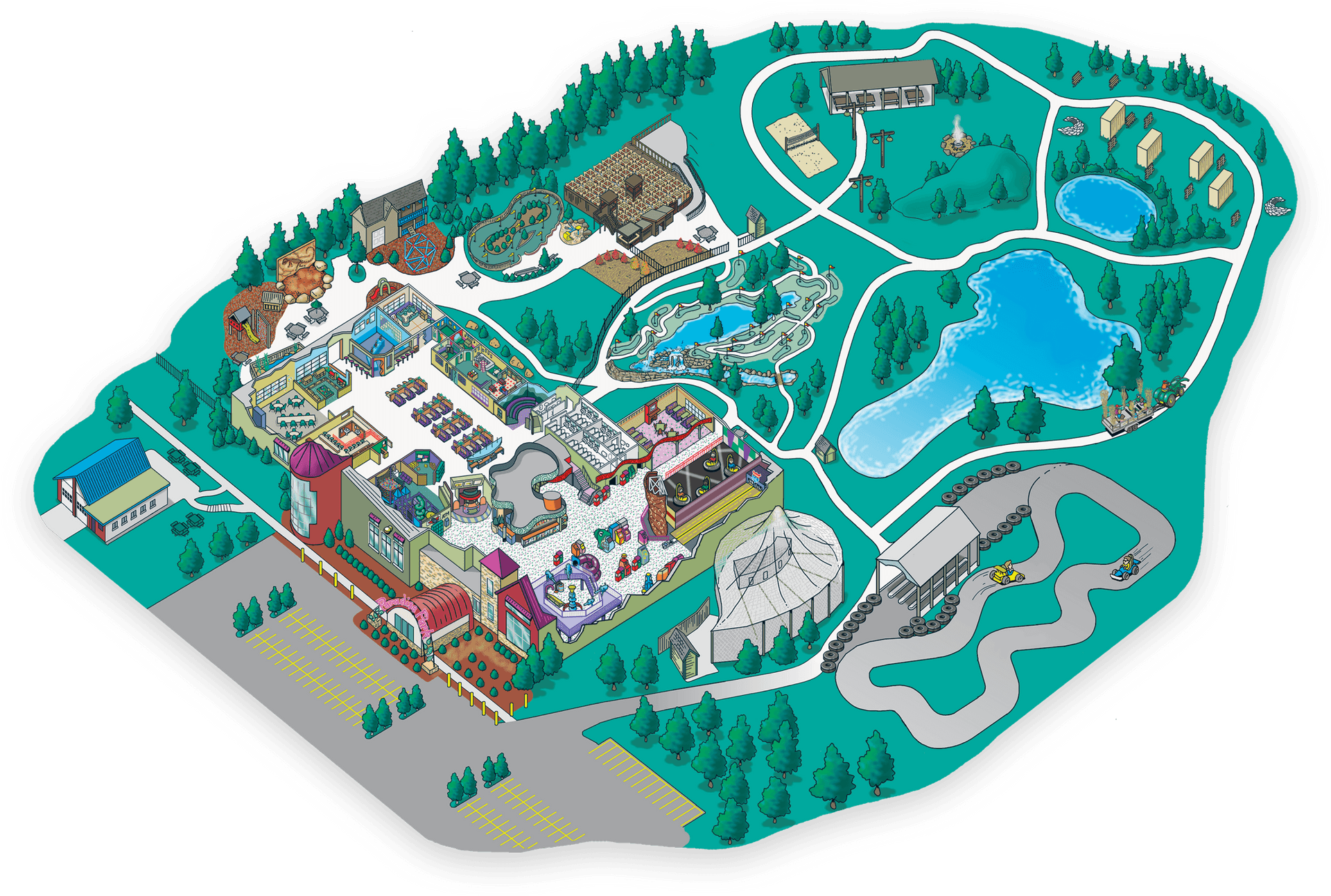 Colorful Theme Park Map Illustration PNG