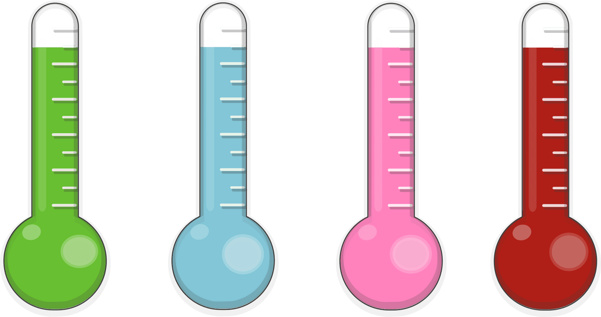 Colorful Thermometers Vector PNG