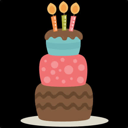 Colorful Tiered Birthday Cake Illustration PNG
