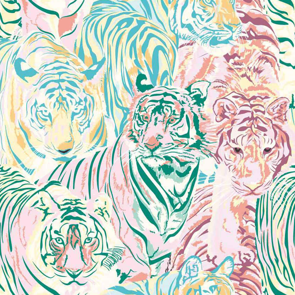 Colorful Tiger Collage Art Wallpaper