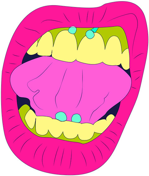 Colorful Tongue Piercing Illustration PNG