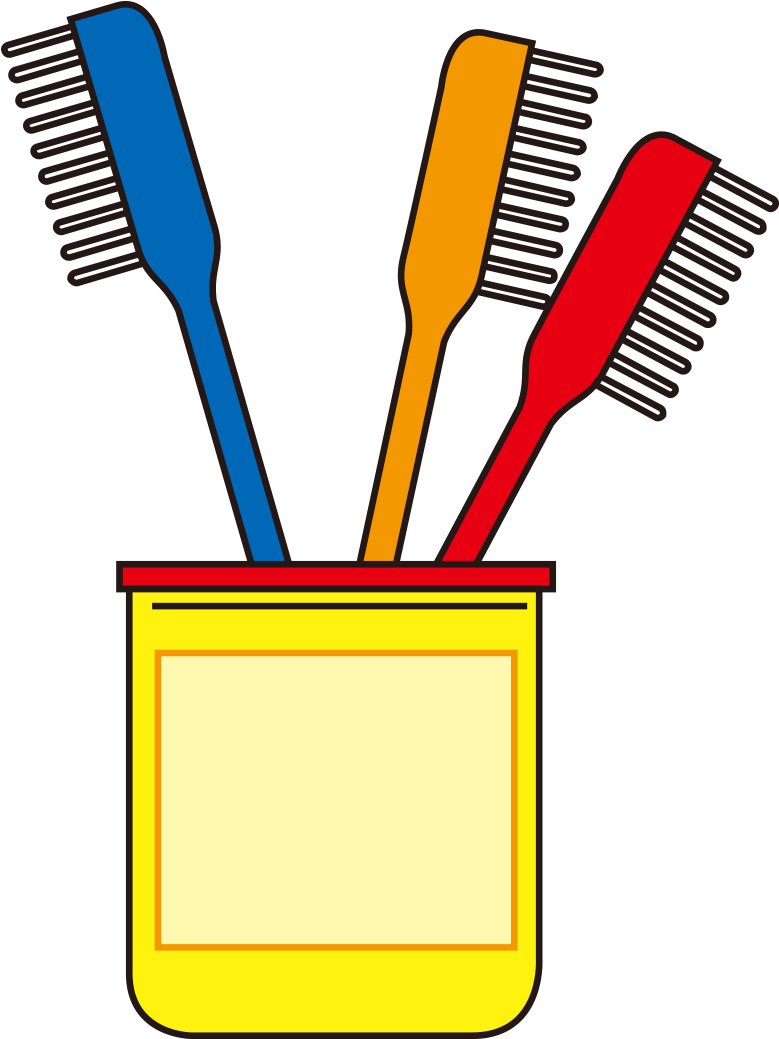 Colorful Toothbrushesin Holder Vector PNG