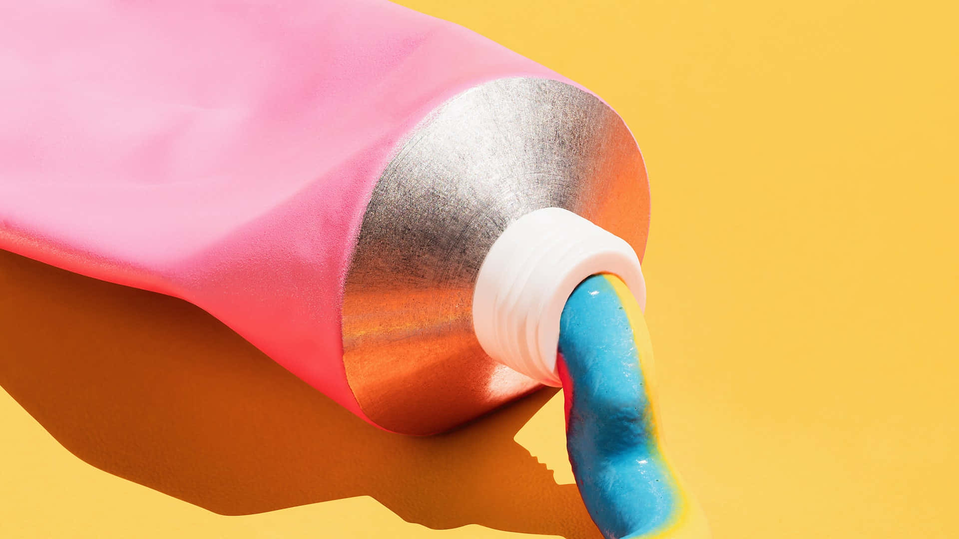 Colorful Toothpaste Tube Squeezed Out Wallpaper