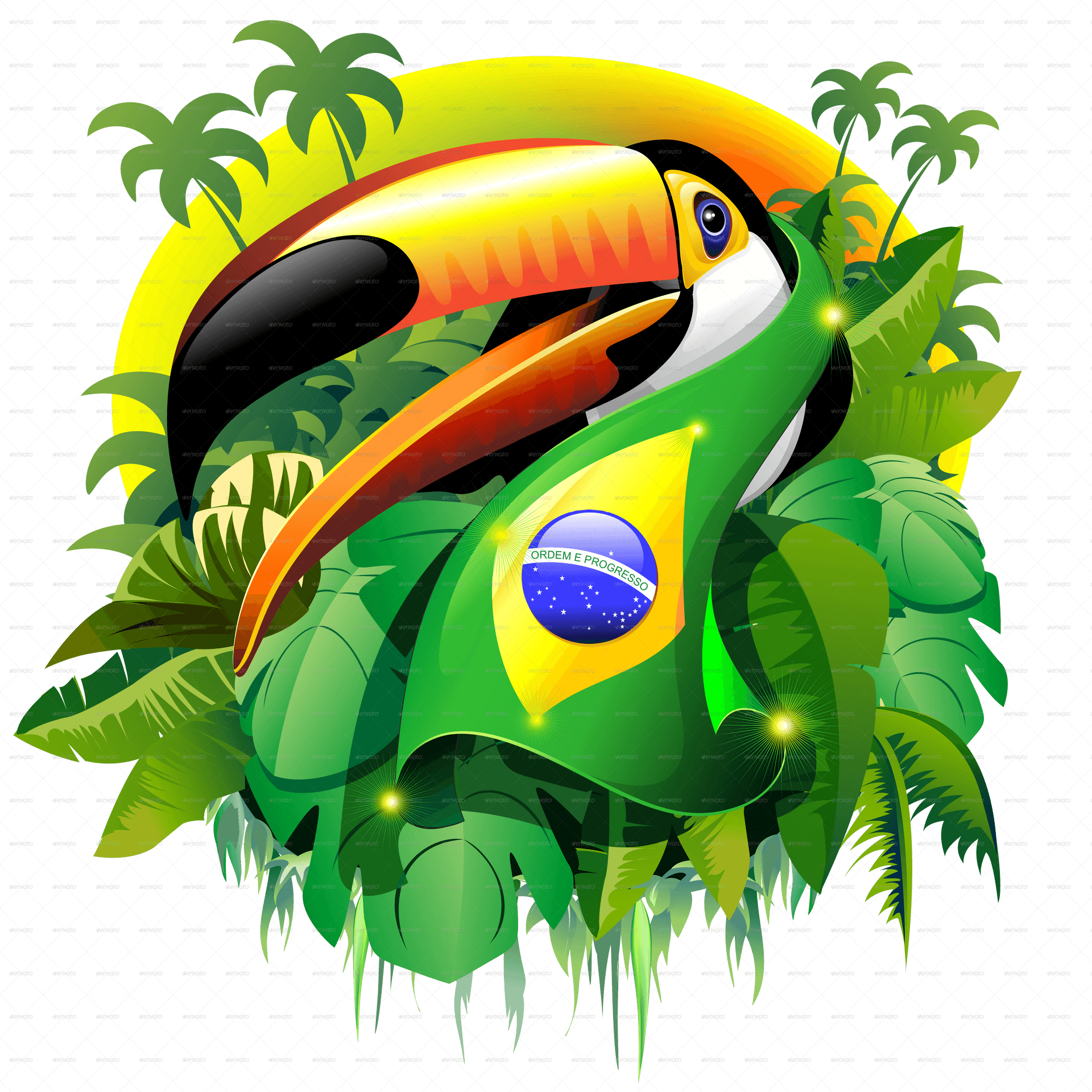 Colorful Toucanwith Brazilian Flag PNG
