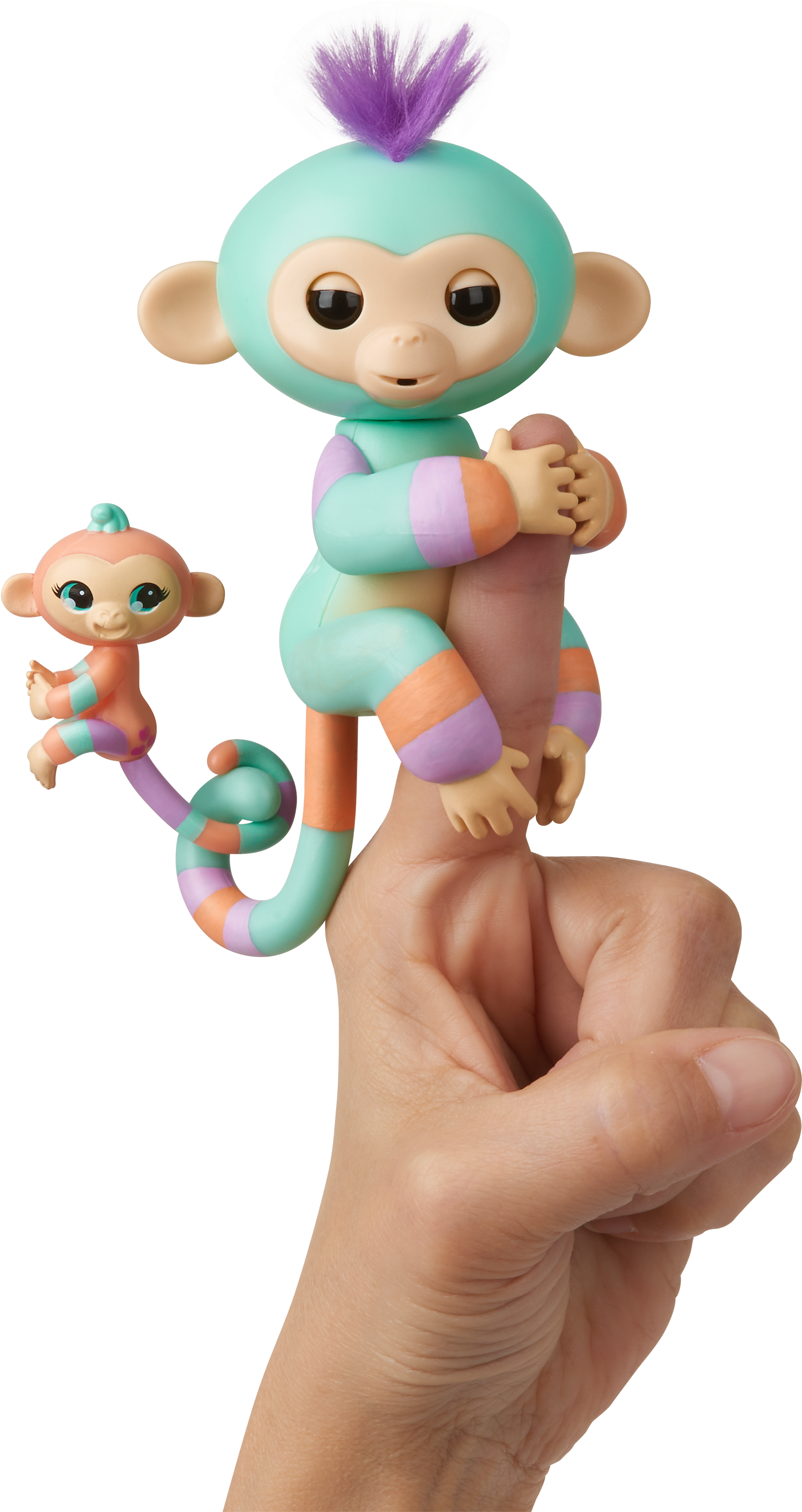 Colorful Toy Monkeyson Finger PNG