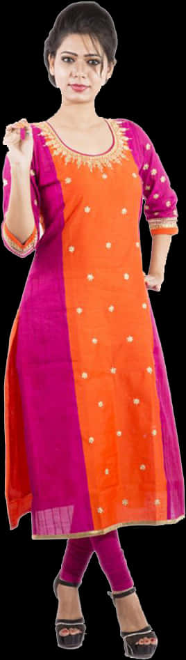 Colorful Traditional Kurti Design PNG