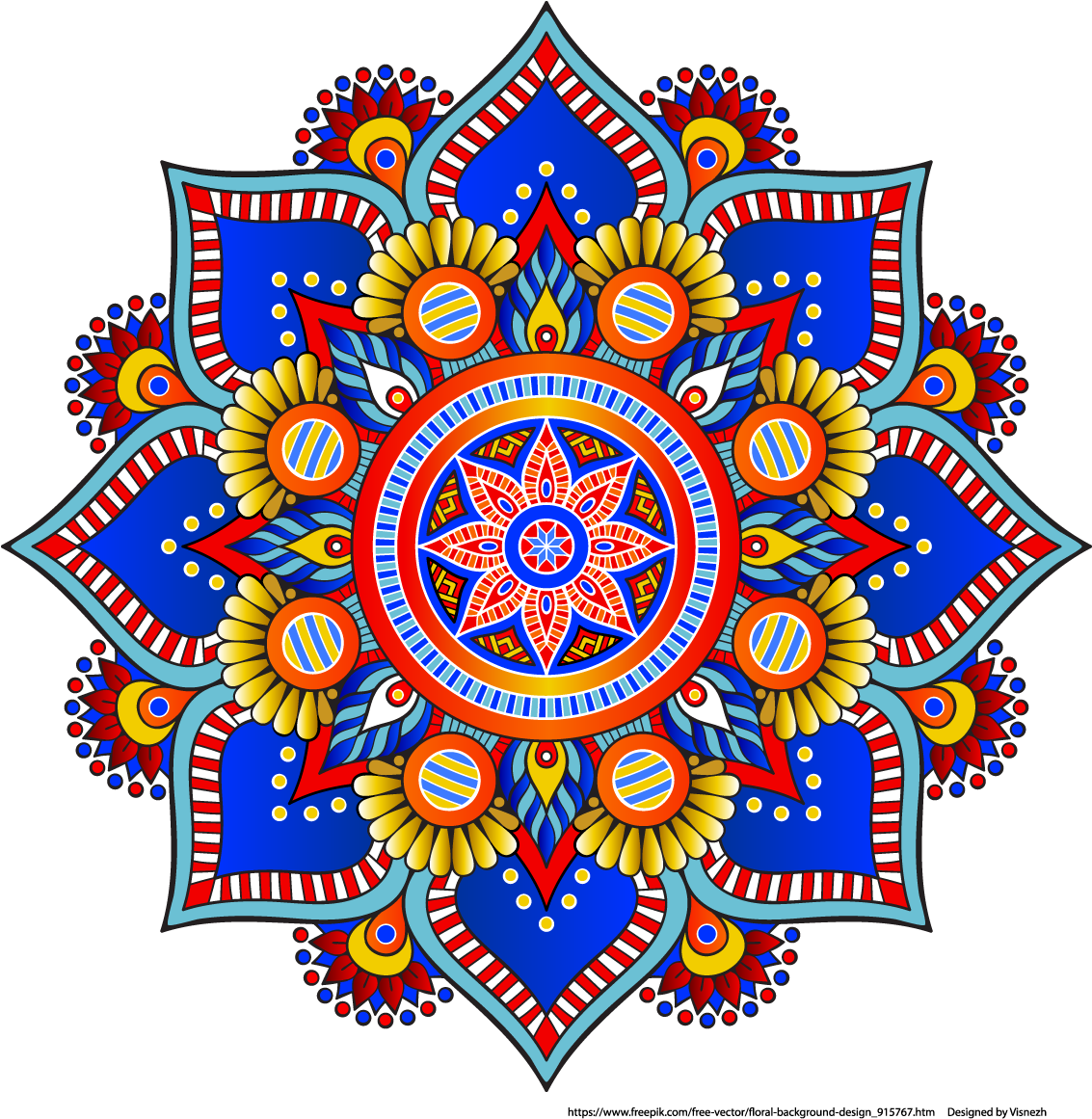 Colorful Traditional Mandala Design PNG