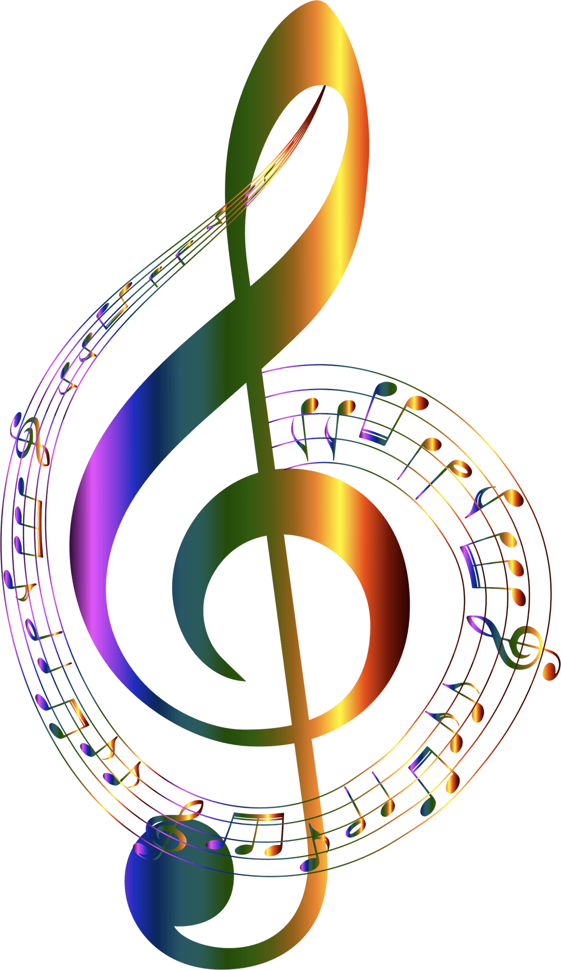 Colorful Treble Clefand Music Notes PNG