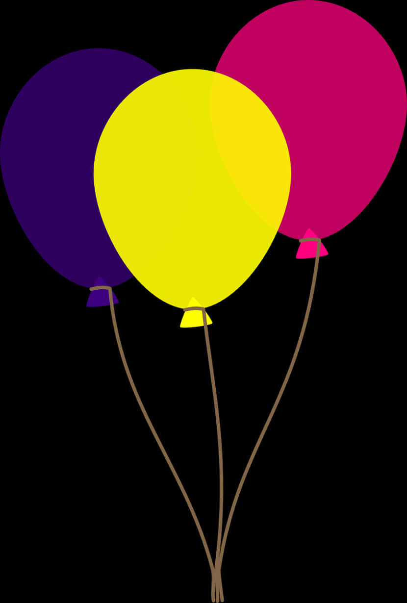 Colorful Trio Balloons Vector PNG
