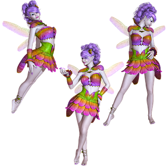 Colorful_ Trio_of_ Fairies PNG
