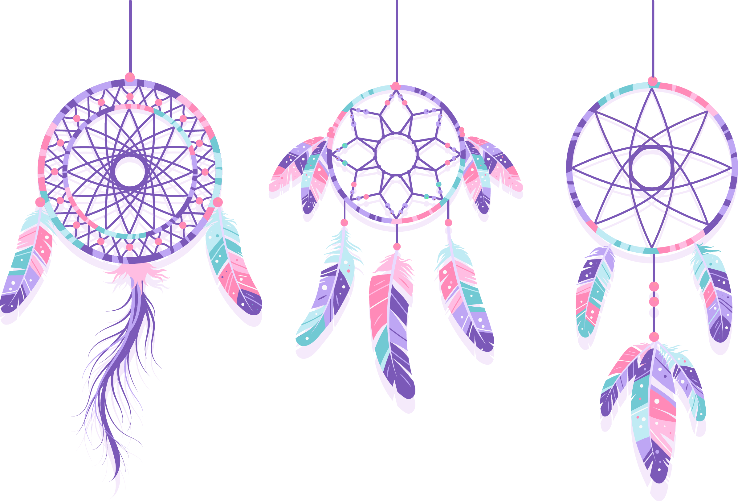 Colorful Trioof Dreamcatchers PNG