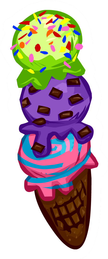 Colorful Triple Scoop Ice Cream PNG