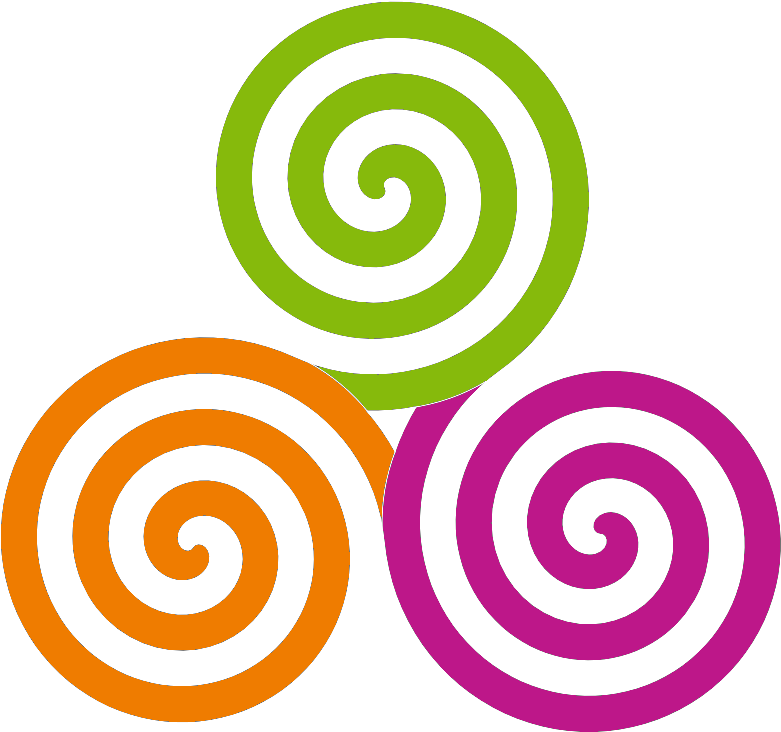Colorful Triple Spiral Design PNG