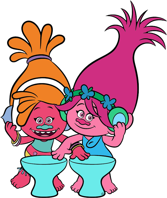 Colorful Trolls Characters Cartoon PNG