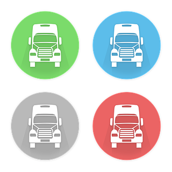 Colorful Truck Icons Set PNG