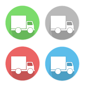Colorful Truck Icons Set PNG