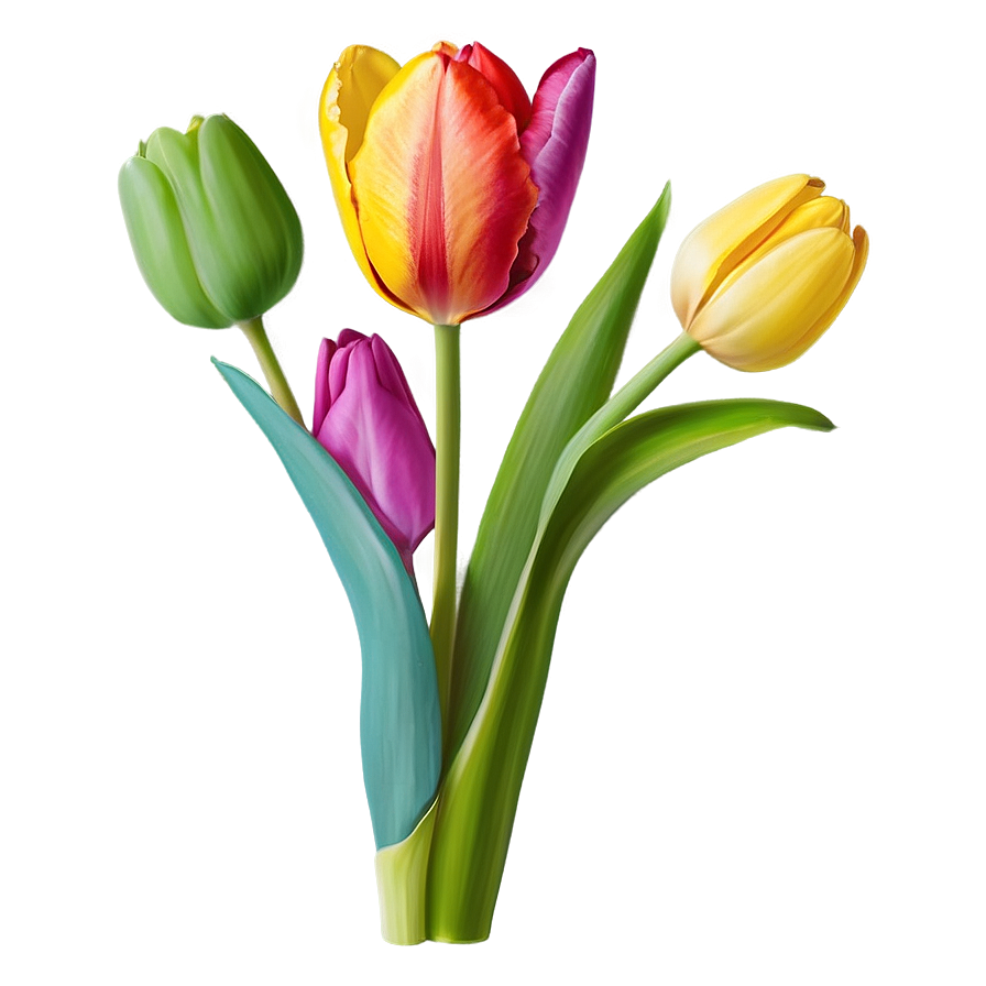 Colorful Tulip Bouquet Png 05242024 PNG