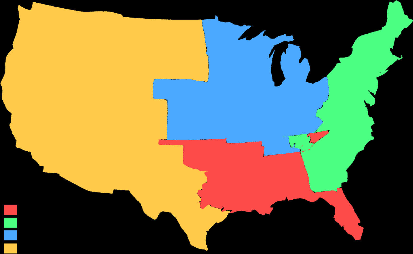 Colorful U S A Map Regions PNG